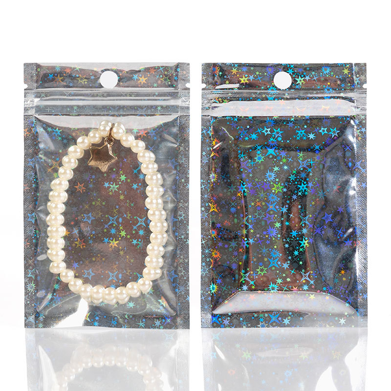 Láser ziplock bolsa de uñas de pestañas bolsa de embalaje de la joyería flash Yin y Yang bolsa de hueso Barra de papel de aluminio bolsa sellada al por mayor
