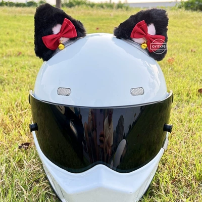 Motosiklet dəbilqələri Ears 3D Cat Ear - black-and-pink-with-red-bow
