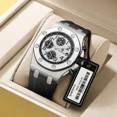 跨境金詩頓時尚運動手錶男士硅膠帶三眼多功能防水石英表批發