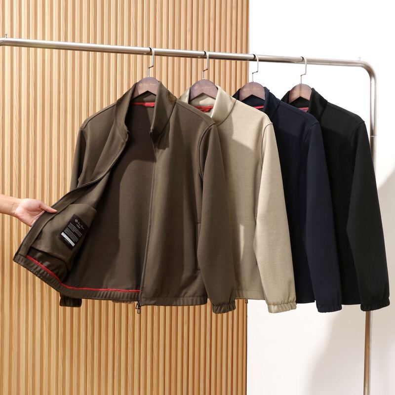 Cabinet 13W Italian-Style Luxury Old Money Style Sheep Wool Blend Men's High-End Stand Collar Bomber Jacket