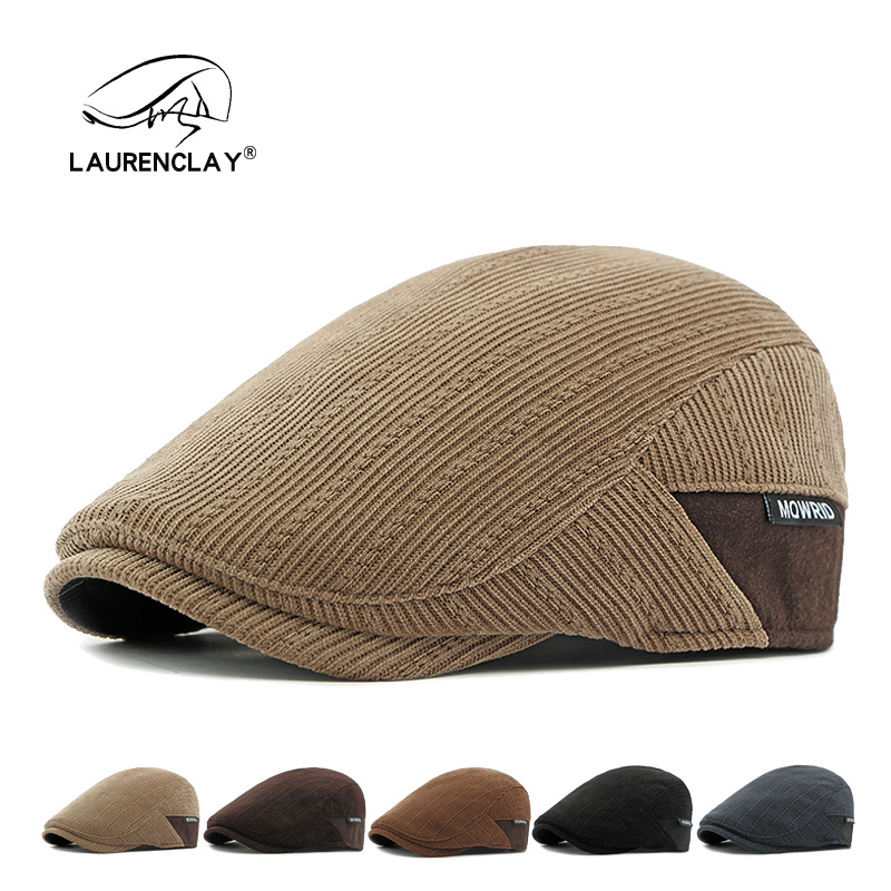 帽子女秋冬天加绒加厚保暖灯芯绒贝雷帽英伦复古前进帽男鸭舌帽潮