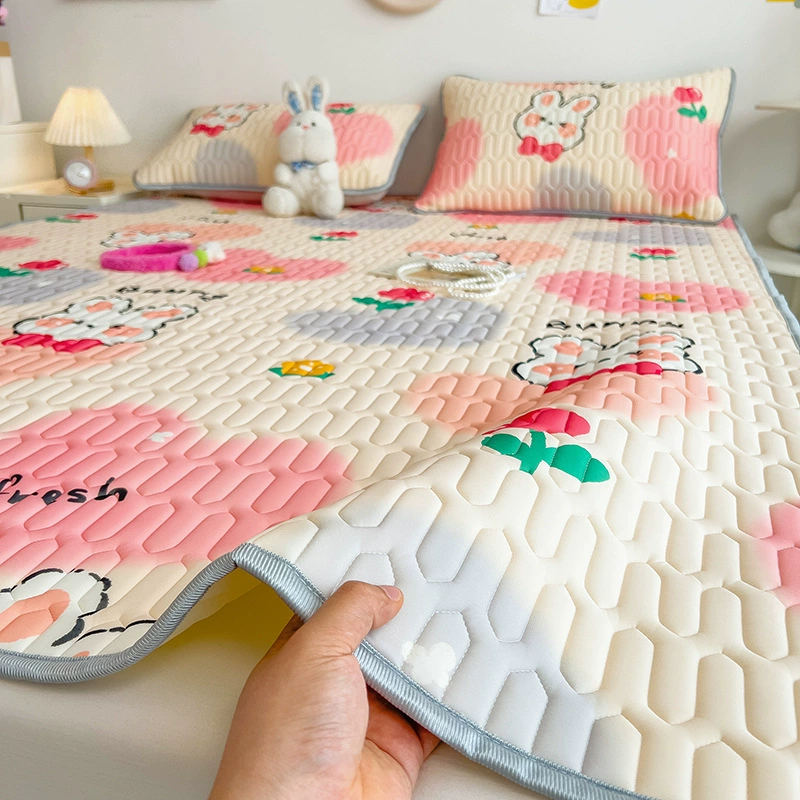 Латексный коврик, набор из трех предметов, коврик из ледяного шелка, студенческое общежитие, складной коврик с принтом, моющийся коврик с кондиционером, мягкий коврик