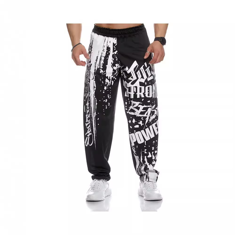 Men's casual summer autumn, muscle fitness exercise, sports and leisure, quick drying, loose printed pants for men_voghion.com