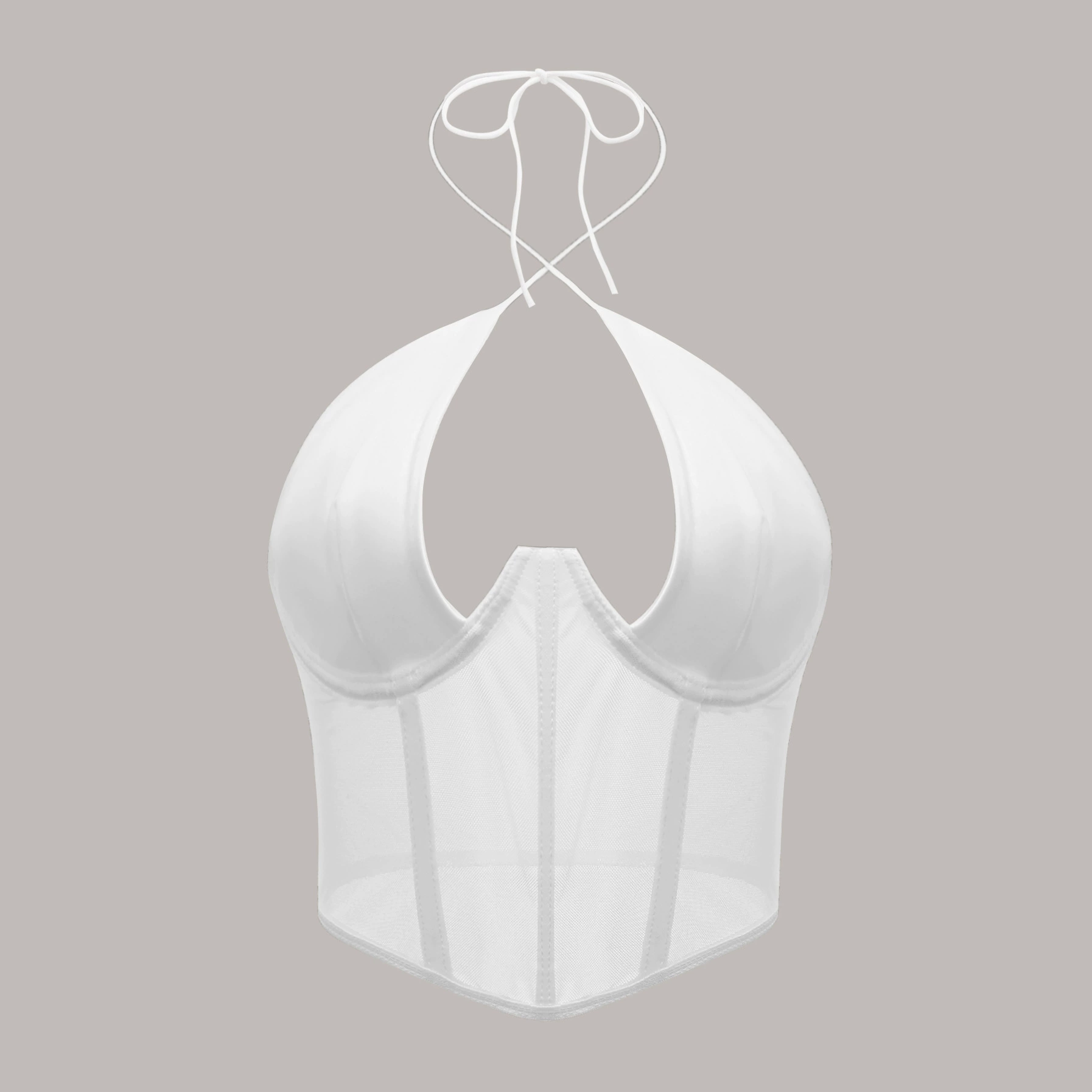 Европейская и американская трансграничная горячая девушка с прозрачной сеткой, обертывание груди, стальное кольцо, рыбья кость, талия, ромб, маленький жилет, подтяжка LY015