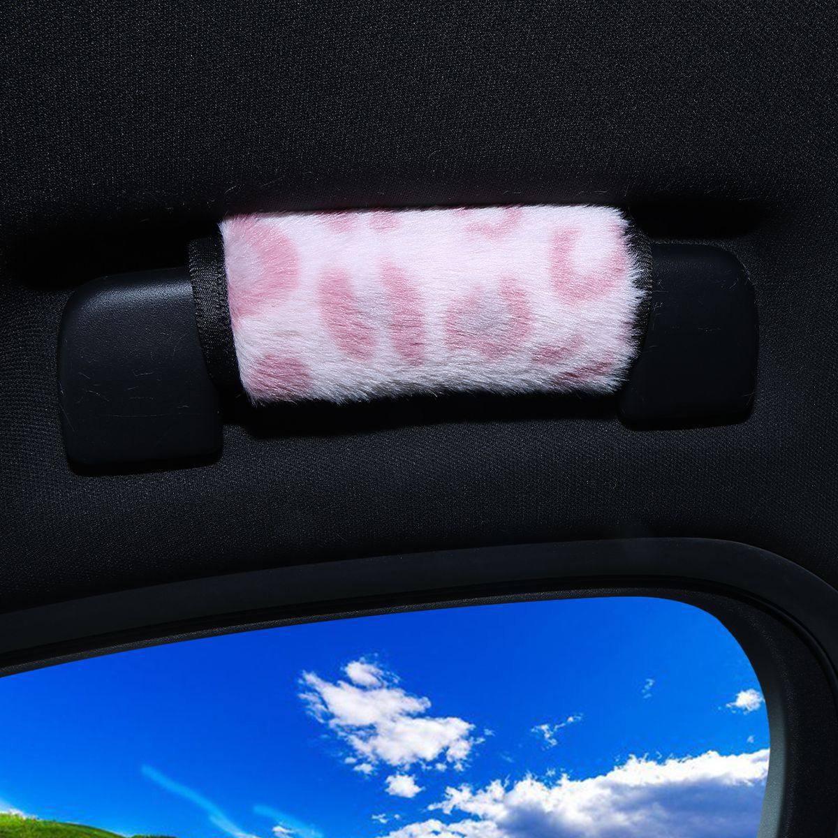 Car roof handle protective cover, plush leopard print, universal for all seasons, door handle cover