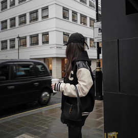 1.1正确版25秋冬塞琳C家CEL字母刺绣拼接夹克棒球服外套男女款