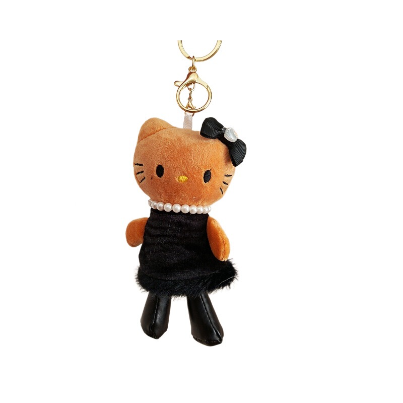 黑皮长腿贵妇珍珠爱心扣hellokitty包包挂件毛绒公仔玩偶挂饰LW|undefined