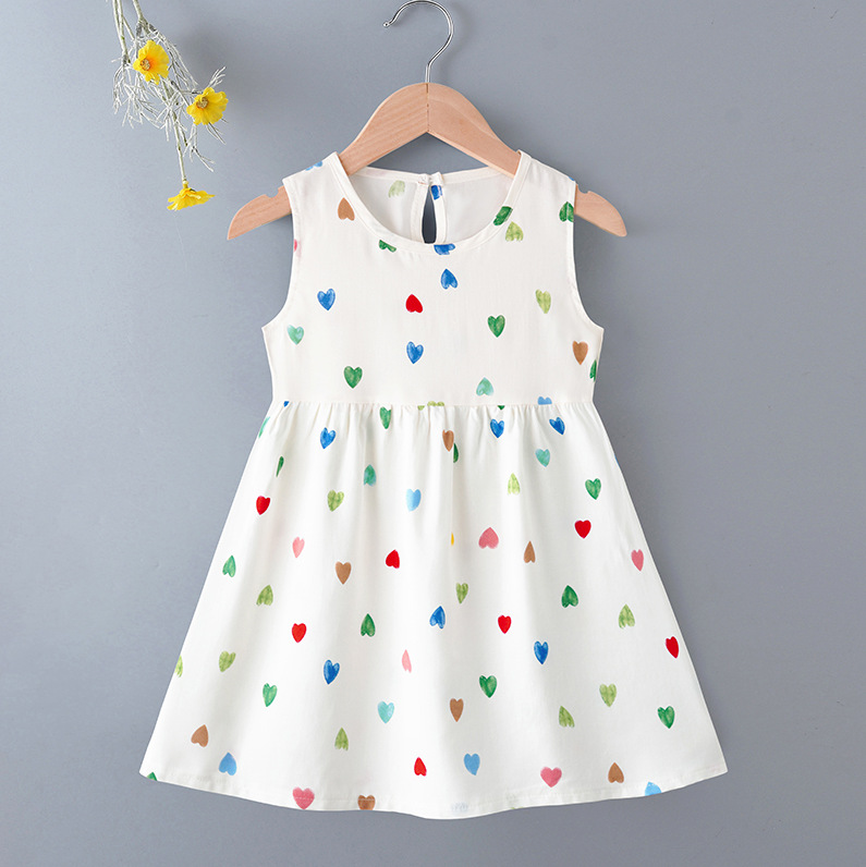 Vestidos de niña transfronterizos, vestidos de princesa florales de verano, ropa infantil de algodón y seda, faldas acampanadas con tacto de alta gama, transfronterizos.