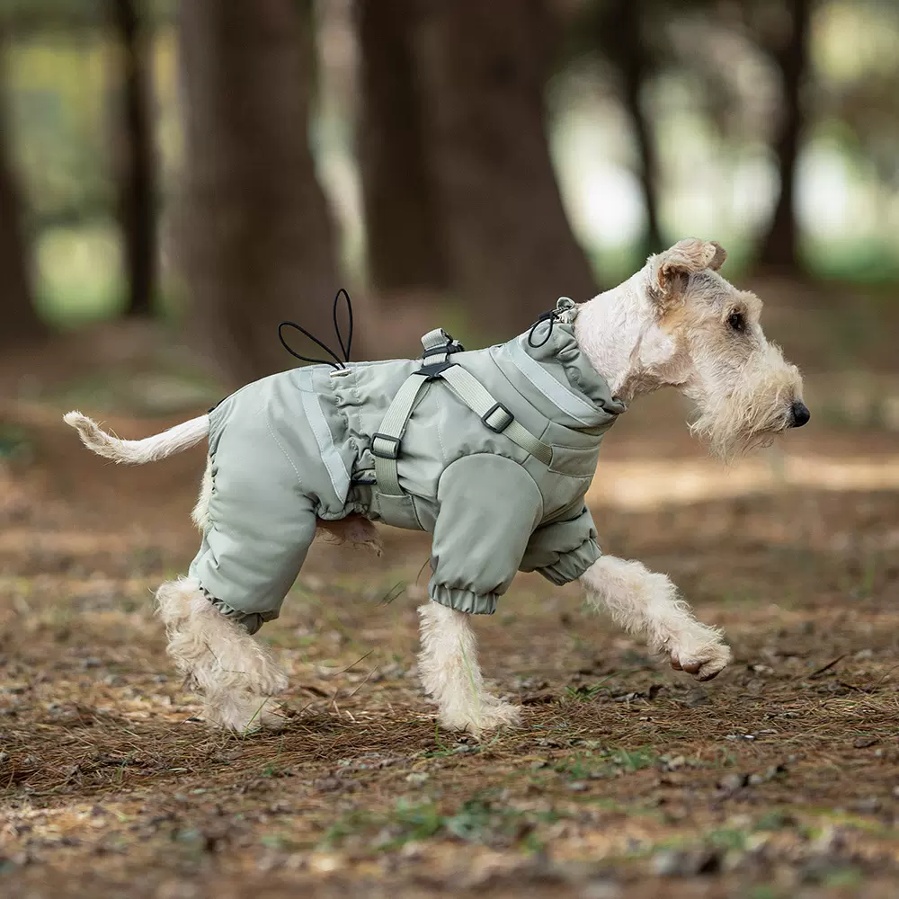 宠物四腿棉服冬款保暖狗狗四脚衣服厚款胸背一体可牵引泰迪雪纳瑞