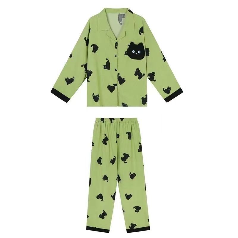 Pijamas de dibujos animados de primavera y otoño de mujeres manga larga set coreano nubes algodón ropa para el hogar estudiantes adorable ropa exterior transfronteriza al por mayor