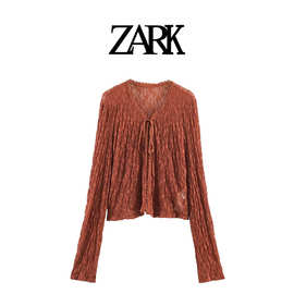 ZARK 欧美新款时尚气质潮流显瘦透视长袖上衣 跨境外贸女装批发
