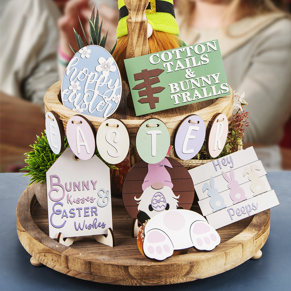 St. Patrick Easter Cute Four Leaf Clover Letter Carrot Wood Party Festival 1 Set display picture 1