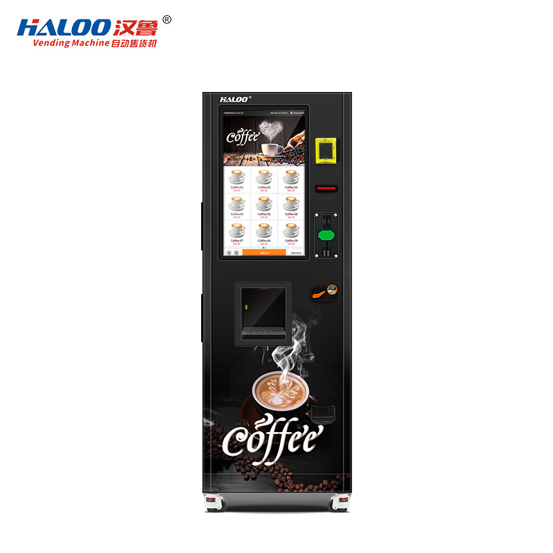 Hanlu café máquina expendedora instantánea Coffee24 horas máquina expendedora no tripulada de autoservicio comercial de escaneo de código QR al por menor