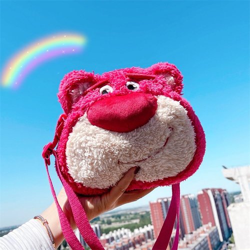 Children's bags  new Internet celebrity cute strawberry bear plush girl boy baby outing shoulder bag