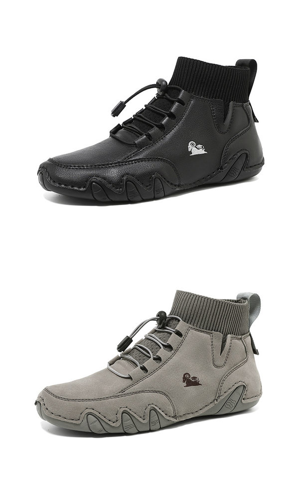 Bốt Martin cổ vừa unisex kiểu dây thun, đế bằng, form rộng — C8005 kaki, C8005 màu xám, C8005 màu đen, C8005M kaki lót nhung chi tiết 37