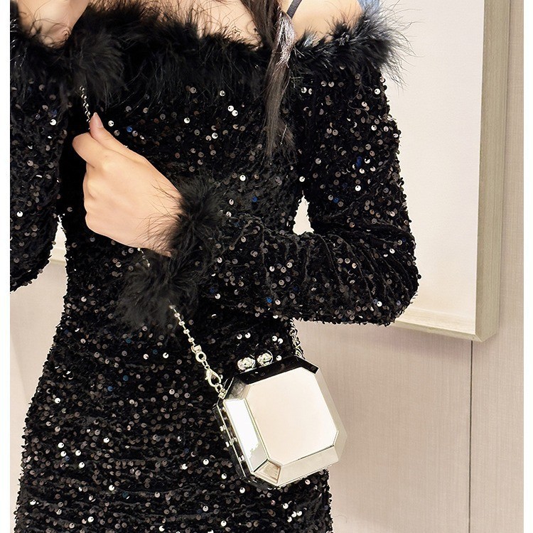 Nueva bolsa de cena transfronteriza europea y americana moda diseño de personalidad acrílico sequela bolsa de cena cadena bolsa de caja