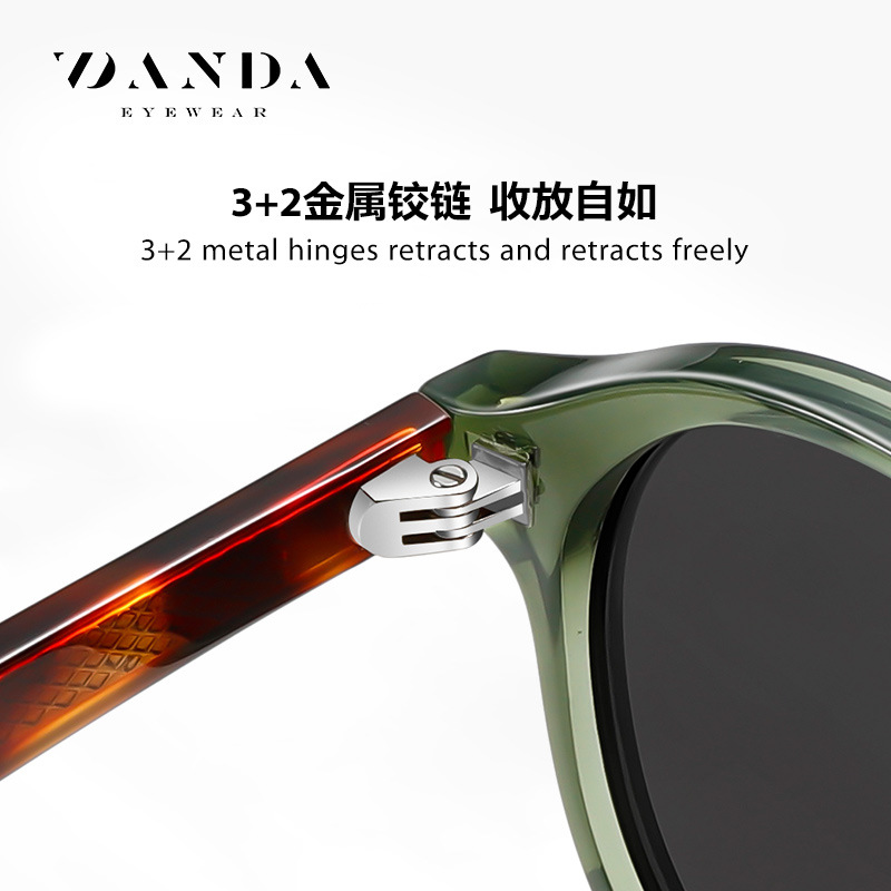 Nuevas gafas de sol polarizadas S31126 retro gafas de panel de marco redondo gafas de sol de pierna 3 2 gafas de hoja de bisagra de metal