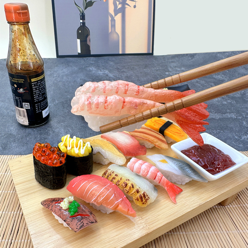 Simulación sushi modelo de juguete para niños japonés comida grande adornos tiro Decoración Accesorios salmón cocina rebanada