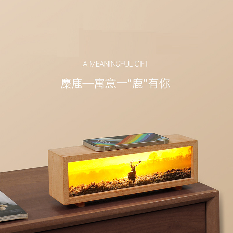 創意多機能無線充電灯光画小夜灯タッチ制御シンプルなデスクトッププレゼントのベッドの雰囲気灯|undefined