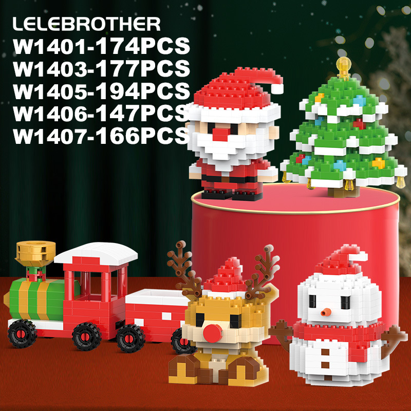国境を越えた人気は積み木の小さな粒子と一緒に雪だるまを作ったクリスマスヘラジカのクリスマスプレゼント子供のおもちゃ卸売り|undefined