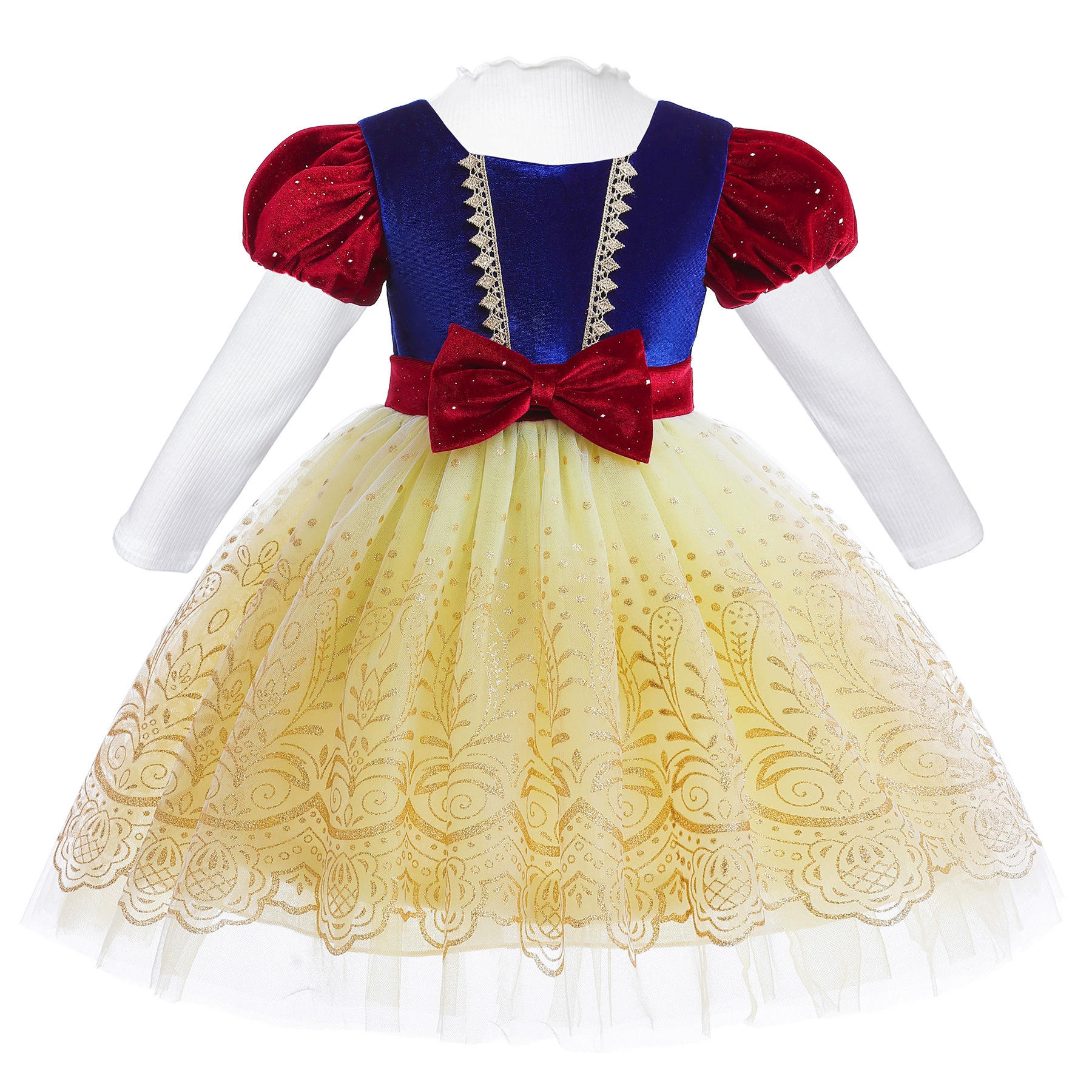 Velvet bodysuit, children's small princess costume, western style, puff sleeves, children's clothing, Lolita style