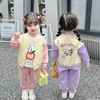 Autumn cute set girl's, fashionable children's sports suit, western style, 2023 collection, children's clothing, 3 piece set