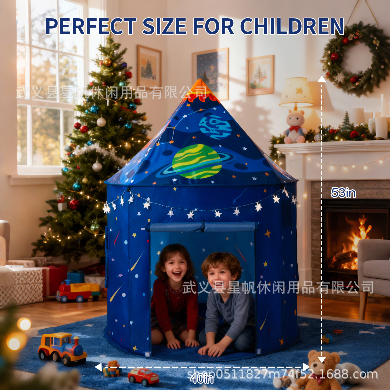 Mayorista tiendas de niños cohetes castillo casa de juegos mochila juegos de interior azul estrella tienda