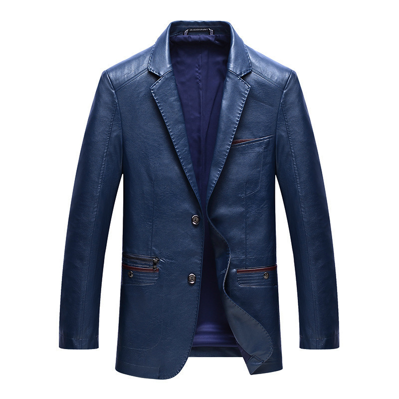 New PU leather imitation sheepskin suit slim men's leather jacket small suit coat spring and autumn thin wholesale