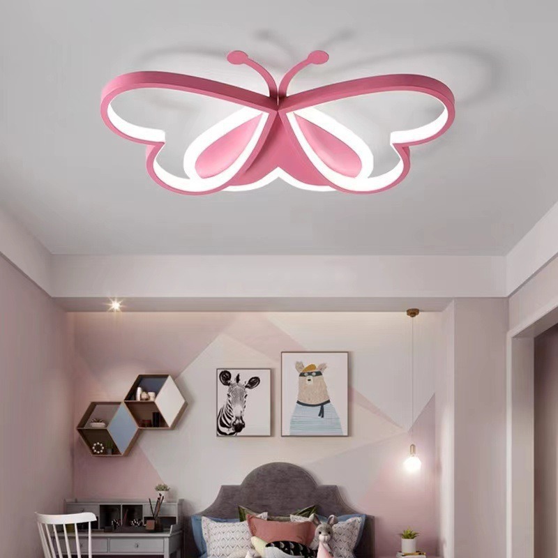 Luz de techo de la habitación de los niños creativos personalidad transfronteriza mariposa LED dormitorio luz nórdico nuevo conjunto de iluminación de la habitación de los niños