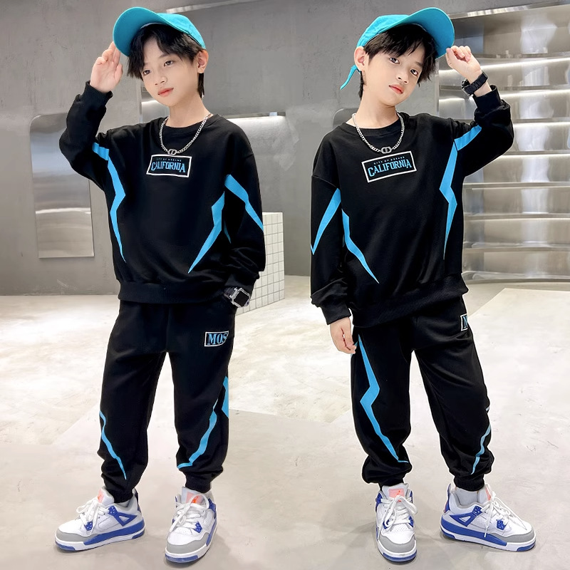 Traje de primavera y otoño 2023, ropa infantil moderna y atractiva, conjunto de dos piezas de suéter para niño grande, estilo urbano explosivo._voghion.com