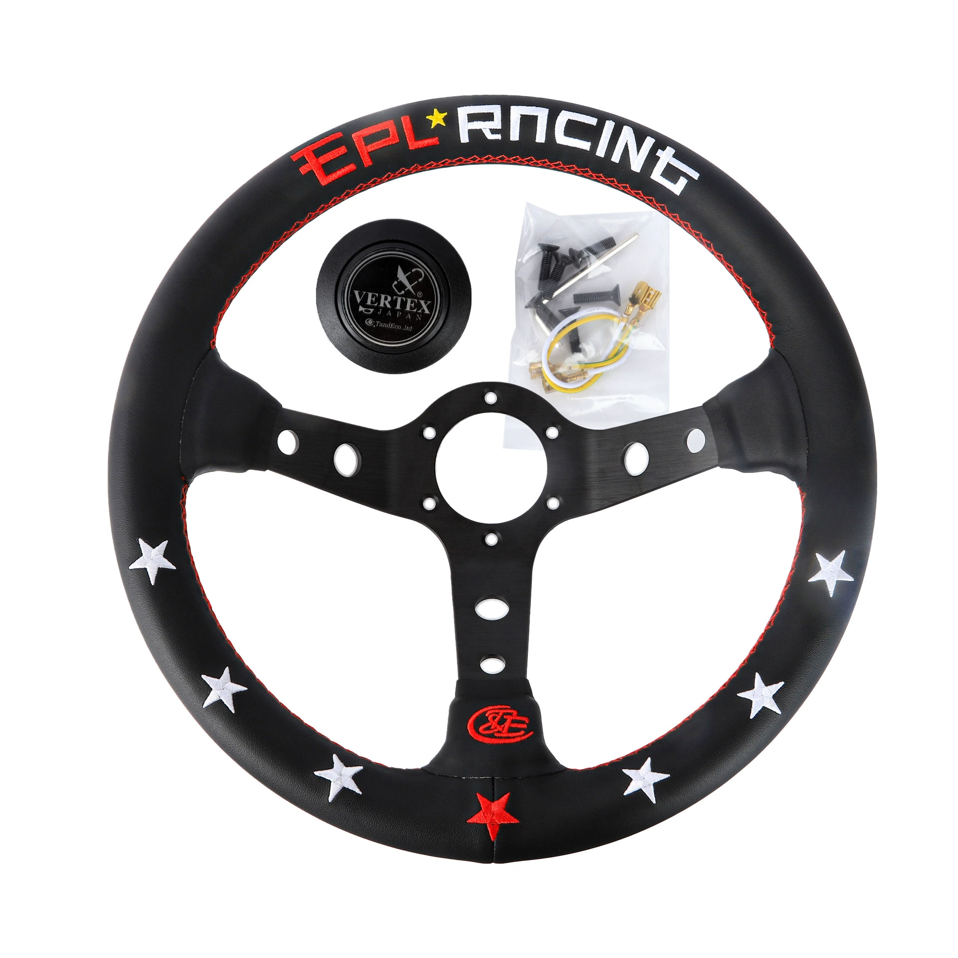 320 мм китайский слово дрейф кожаный руль автомобиль модифицированный гоночный автомобиль глубоковогнутый круглый кожаный руль