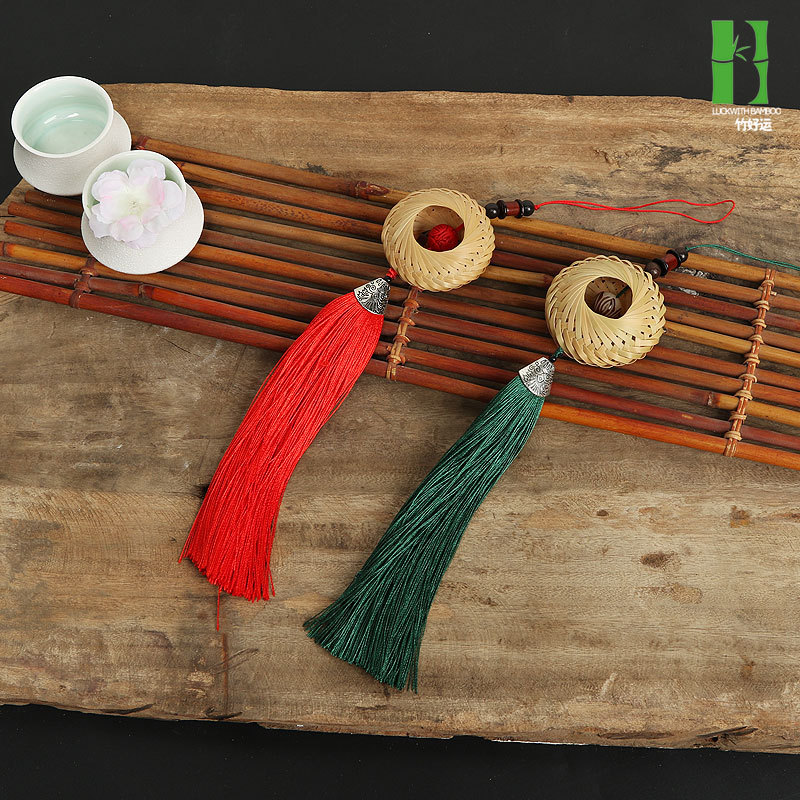 Joyería de estilo antiguo hecho a mano de bambú tejido hanfu accesorios chino colgante oído ventilador clásico estilo antiguo ventilador plegable ventilador redondo borla Accesorios