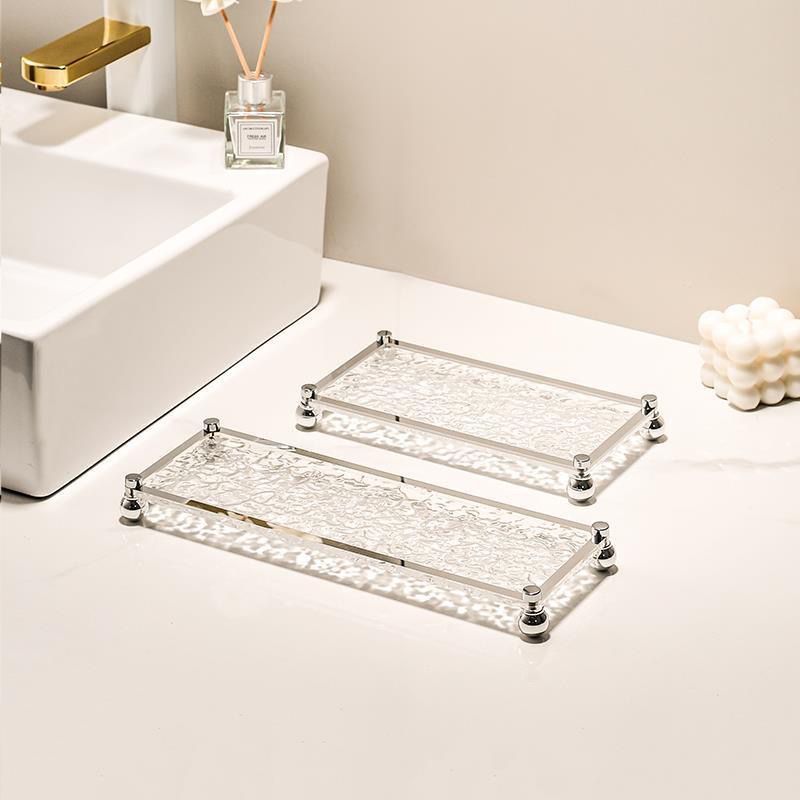 Acrylic Washbasin Storage Bathroom Shelf Accessible Luxury Long Tray Washbasin Cosmetics Storage Tray
