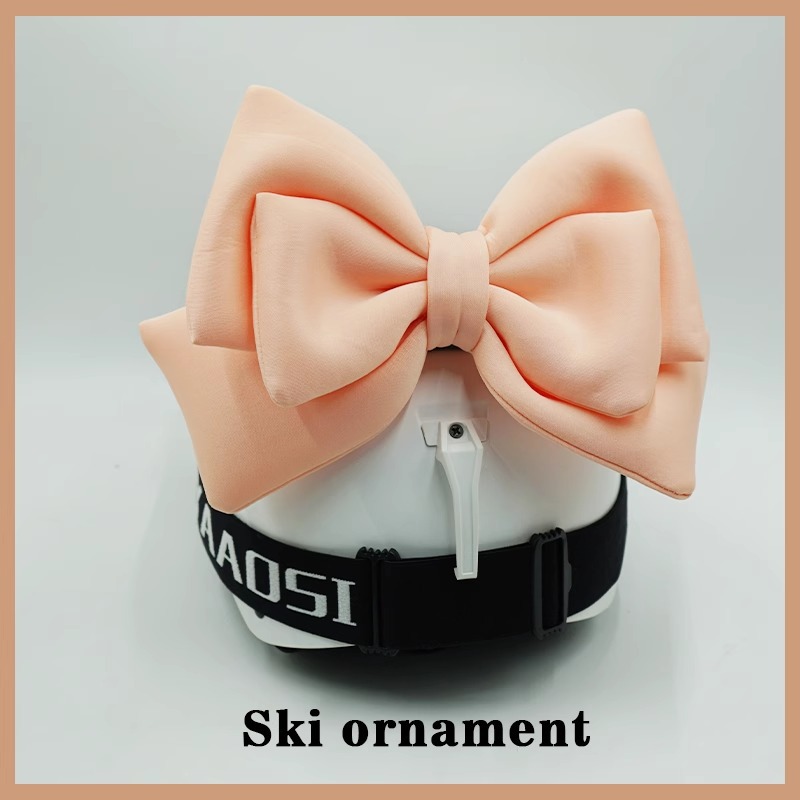 3D Light Orange Double Layer Bow Ski Helmet Motorcycle Riding Gear