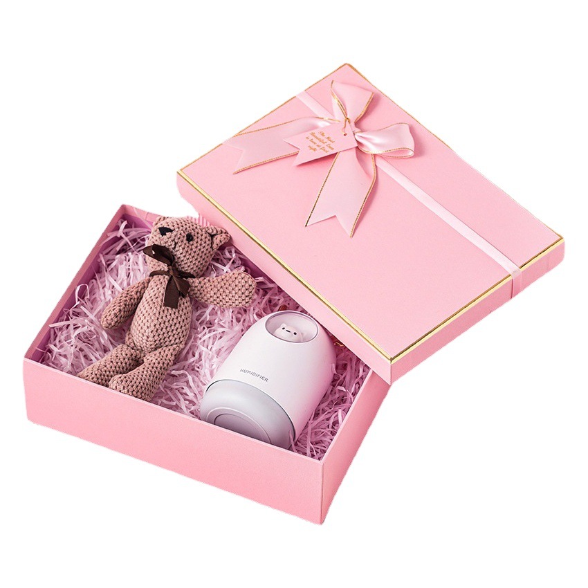 Caja de regalo rosa popular con lazo para novia, caja de regalo para cosméticos, caja de embalaje para lápiz labial, caja de regalo de recuerdo al por mayor