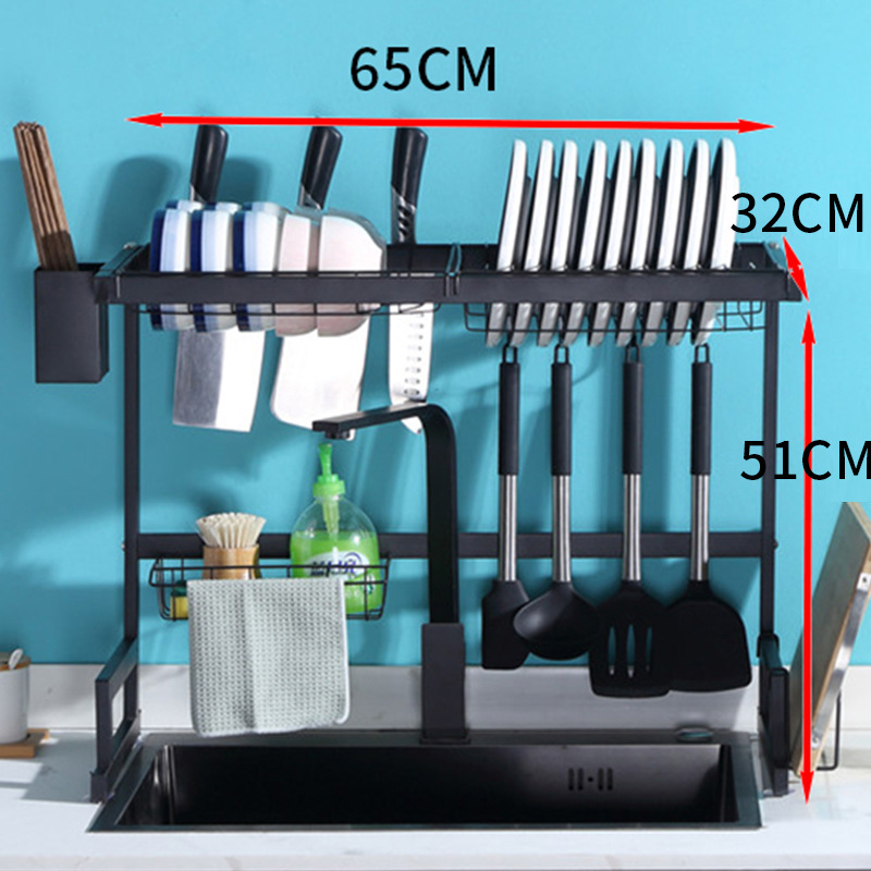 Espesamiento de almacenamiento de cocina fregadero tazón de fuente estante de drenaje Mesa multifuncional estante de almacenamiento de tazón palillos caja de almacenamiento de contenedores
