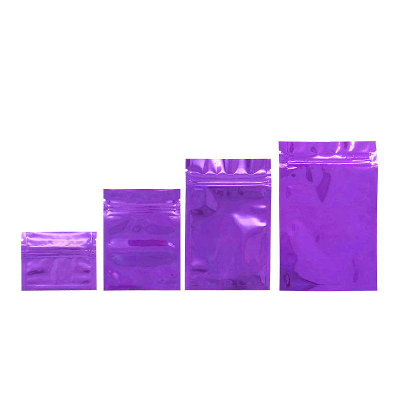 100个价彩色紫色铝箔自封袋饰品糖果零食粉末面膜鱼料干果夹链袋