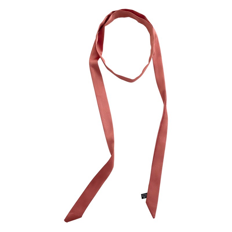 Estilo coreano de color sólido delgada estrecha larga bufanda de seda de las mujeres todo fósforo decorativo pajarita corbata de pelo bolsa pequeña bufanda de seda cinta tocado
