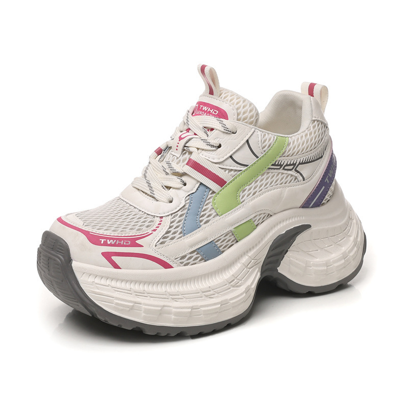 Giày sneaker nữ đế dày phong cách daddy mesh lưới thoáng khí — xanh lam