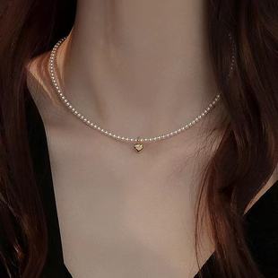 Shijia Quality French Retro Fever Same Style Pearl Necklace Niche Light Luxury Clavicle Chain Simple All-match Necklace Chain