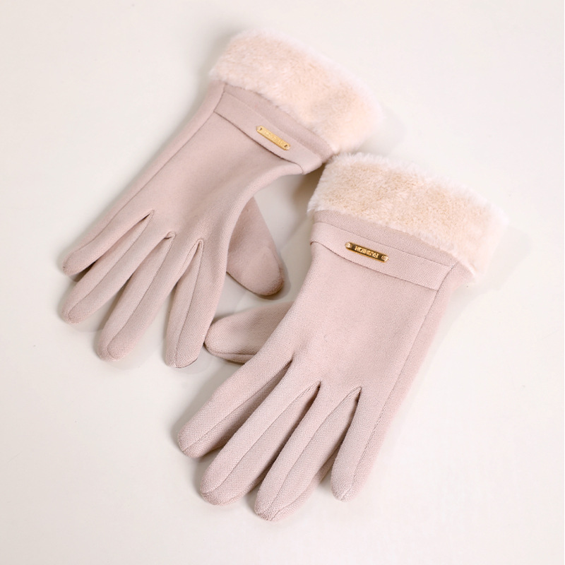 女性用冬用手袋、裏起毛・厚手・保温性、可愛い、タッチスクリーン対応、ドイツ製デロン素材、冬用電動自転車用防寒ライディンググローブYR