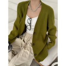 云长 毛衣针织衫女秋季软糯慵懒风开衫新款V领上衣外套现货 S0006