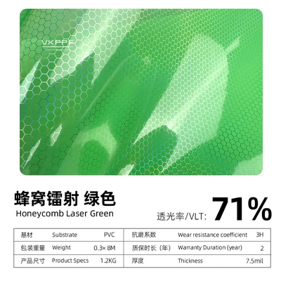 Honeycomb Laser Car Headlight Color Car headlight protective film - green-30cm8m