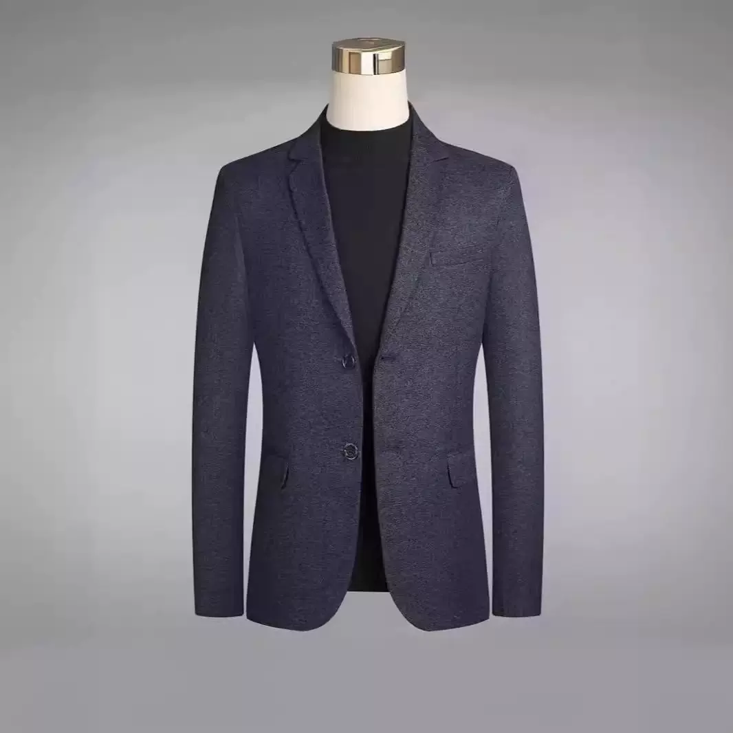 春秋季高端羊毛西服男商务休闲小西装修身男士毛呢单外套轻风正装