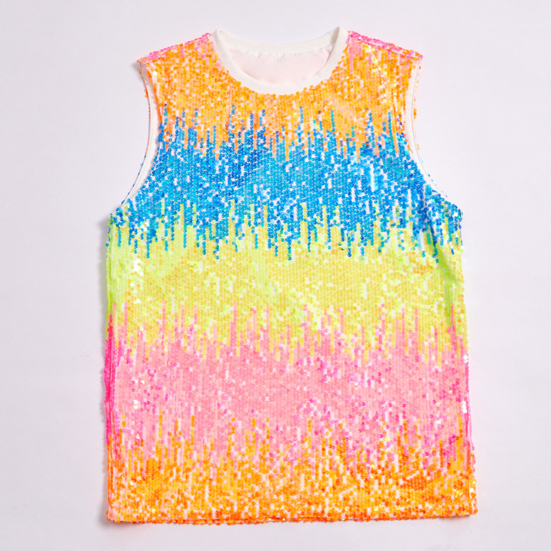 Amazon Cross-Border European and American Casual New Fashion Men's Colorful Sequin Vest Suitable for Christmas Performances and Parties