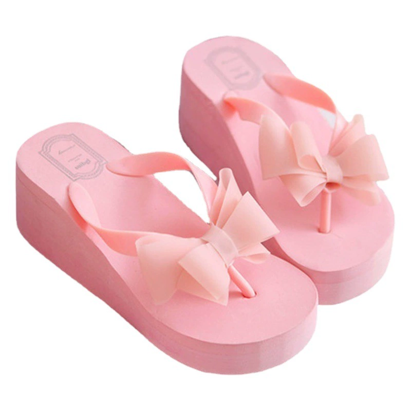 Трансграничные летние тапочки на танкетке в Корейском стиле, шлепанцы на танкетке, женские сандалии на толстой подошве, тапочки, пляжная обувь на высоком каблуке