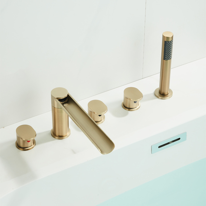 Rotatable sink waterfall basin bathtub hot and cold faucet black and white silver gun gray wire drawing gold split three four or five holes