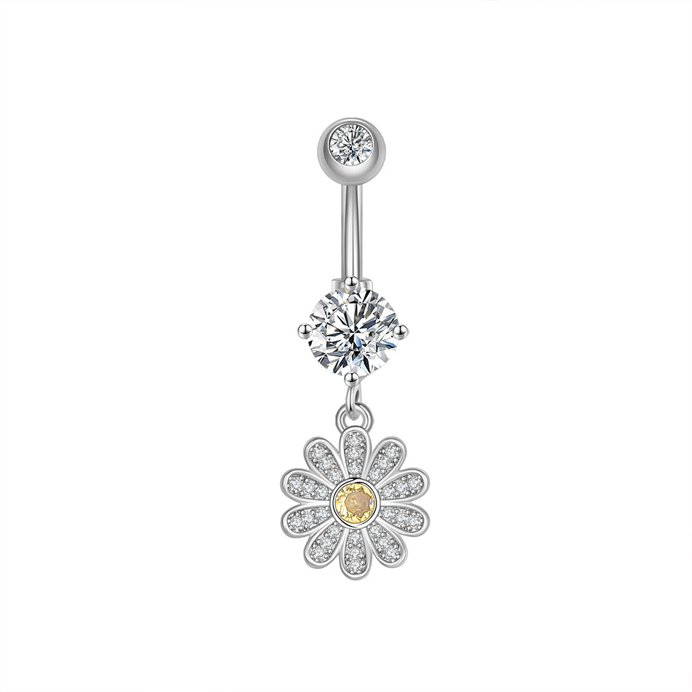 Fashion Flower Bee Stainless Steel Plating Artificial Gemstones Belly Ring display picture 4