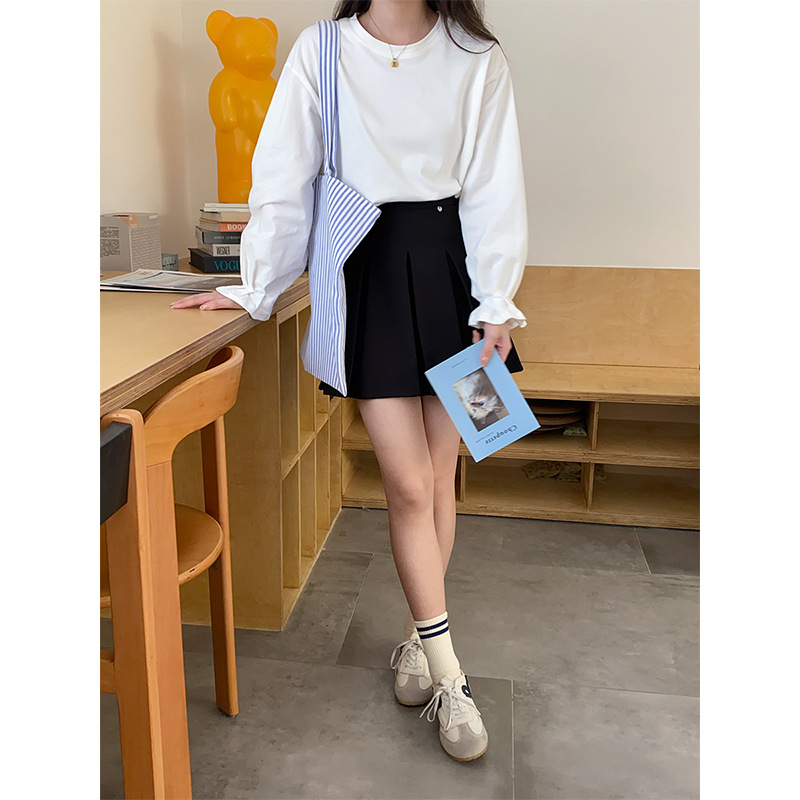 3thモーニング韓系優しいシンプルな風つぼみ袖デザイン感秋ゆるいシャツtシャツzy 1083