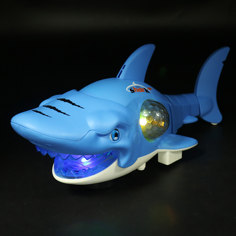 Transfronterizo amazónico eléctrico universal oscilante tiburones luces musicales coloridas boca abierta y cerrada oscilante peces juguetes para niños